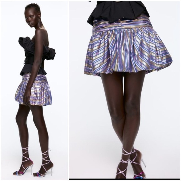 zara striped short skirt